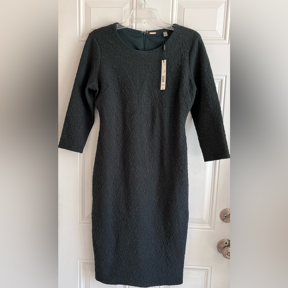 NWT TAHARI‎ Green Dress Jewel Textured 3/4 Sleeve Preppy Size 10 St Patricks Day
